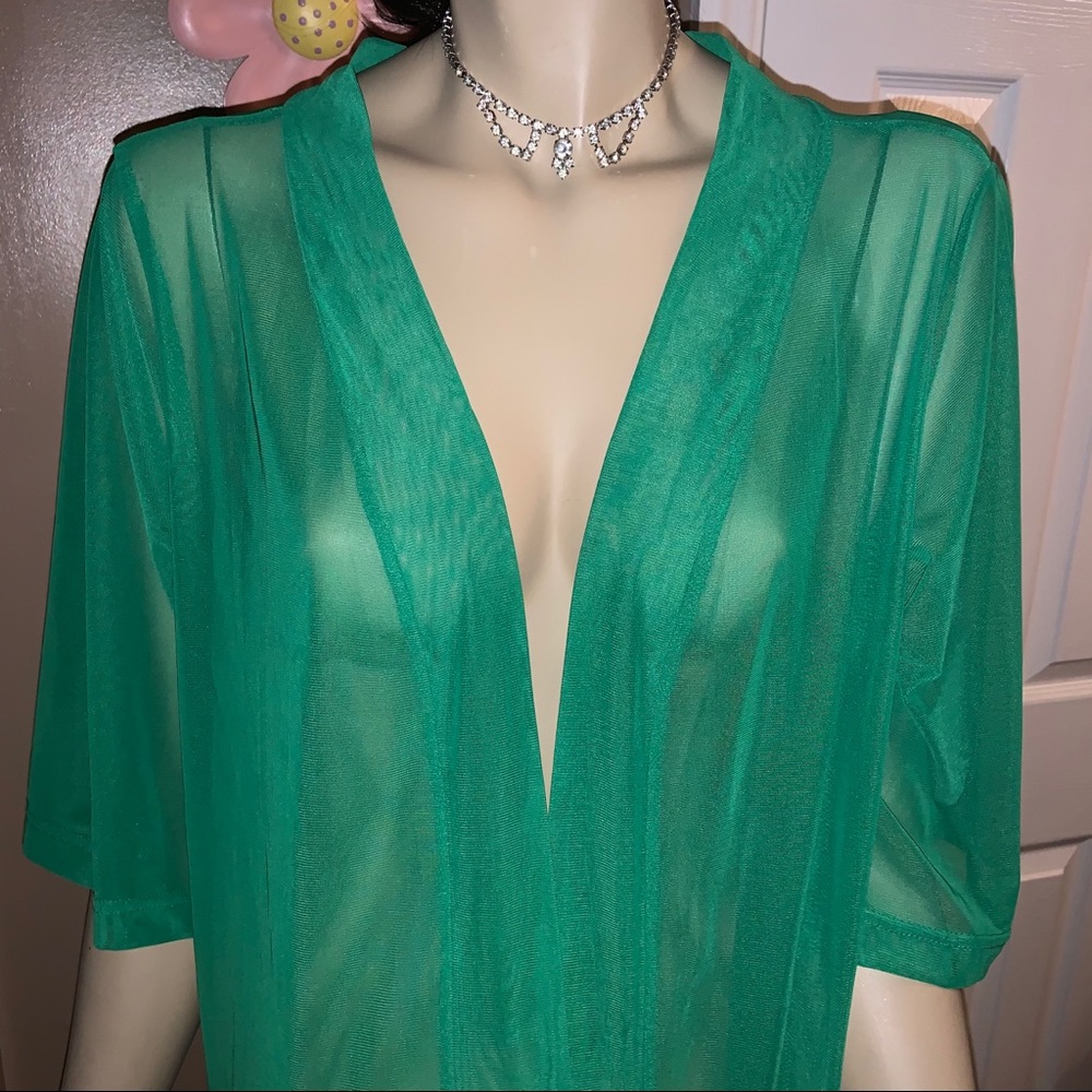 Crazy Train Green Sheer 3/4 Length Sleeve Duster